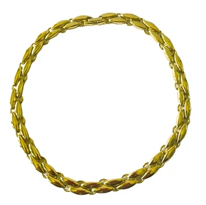Choker Statement Necklace Gold Tone Articulated Double Link Costume 16" Vintage - Picture 1 of 15