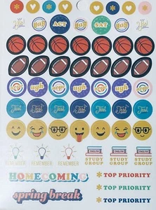 Fun Planner Calendar School Sports Football Scrapbook Clear Back Stickers - Picture 1 of 1