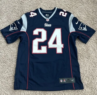 罕见耐克比赛日球衣男式 M 新英格兰爱国者队海军 # 24 Darrelle Revis — 第 1/4 张图片