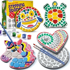 Stepping Stones Painting Kit for Kids - Outdoor Crafts - Paint 5 Garden Stones - Picture 1 of 10
