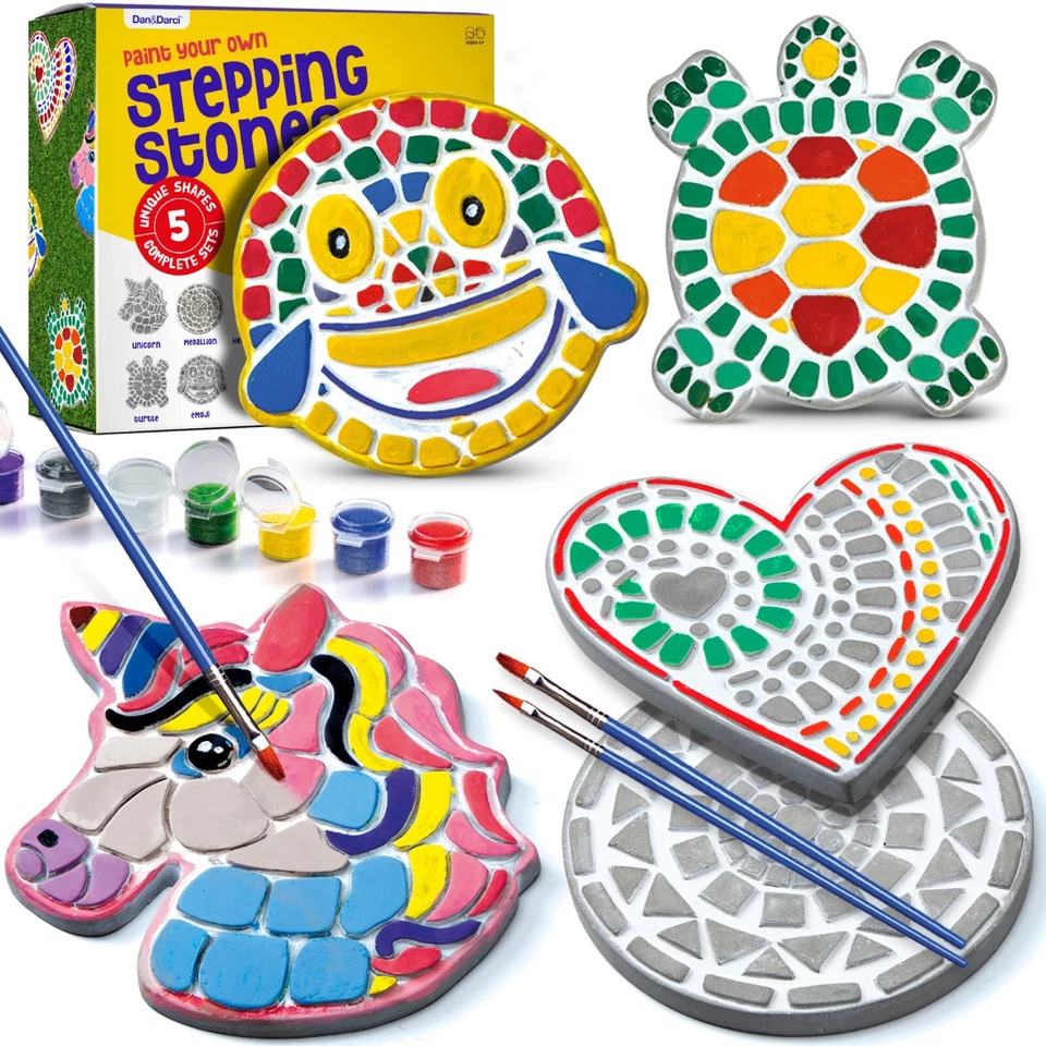 Stepping Stones Painting Kit for Kids - Outdoor Crafts - Paint 5 Garden Stones - Image 1 of 4