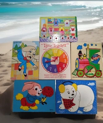 Lote de 6 rompecabezas de madera para niños de colección: Playskool, dorado, Sifo-completo Foto 1 de 4