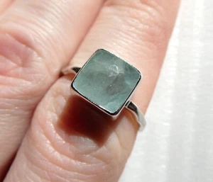 Sterling Silver Blue Quartz Faceted Square Cabochon Ring 925 Size 8.5 2.8g - Imagen 1 de 13