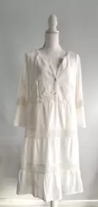 Abito da donna Heine in pizzo crema linea a cotone UK taglia 20 NUOVO - Foto 1 di 5