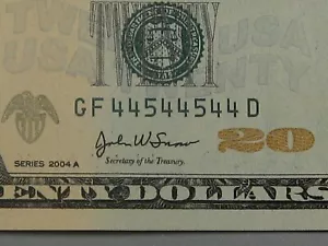 AU 2004-A Fancy Binary Radar FRN Note GF44544544D. #7 - Picture 1 of 8