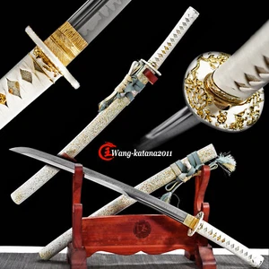 Elegant White Wakizashi Unokubitsukuri Clay Tempered T10 Japanese Samurai Sword - Picture 1 of 16