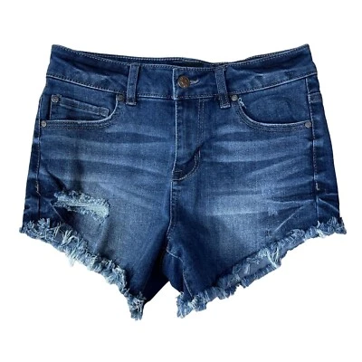 Pantalones cortos de mezclilla para mujer Celebrity rosa corte lavado medio borde crudo talla 27 Foto 1 de 4