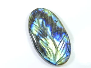 28X49MM Natural Labradorite Carving Oval Designer Loose Gemstone 88Cts. c819 - Bild 1 von 9