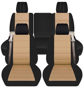 Fundas de asiento de auto SUV delanteras + traseras bronceadas negras para Chevy Trailblazer/GMC Envoy 2002-2009 - Imagen 1 de 7