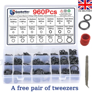 960x O-Rings Nitrile NBR Rubber Metric Oring Seals 3mm-28mm Oil Resistant Seals - Picture 1 of 26