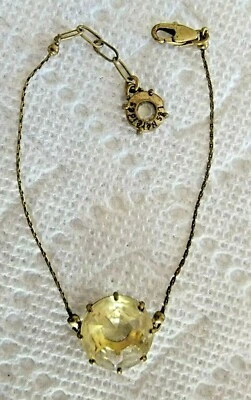 LES NEREIDES LARGE FACETED PALE YELLOW CRYSTAL BRACELET ANTIQUED BRONZE/BRASS - Image 1 of 4