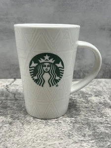 Starbucks White Triangles with Green Mermaid Siren Logo 12 oz Coffee Cup Mug EUC - Picture 1 of 5