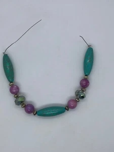 TURQUOISE SMOOTH OVAL WITH CLEAR AB FACETED RONDELL GLASS & SPACER BEADS - Picture 1 of 1
