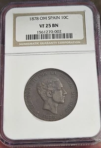 spain 1878 10 c MO NGC VF25 - Picture 1 of 3