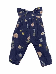 Old Navy Girls Romper One Piece Navy Blue Floral Off Shoulder, Size 12-18 Months - Picture 1 of 6
