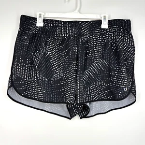 Gap Fit Damen XL Active Wear Laufshorts grau schwarz geometrisches Muster angenähter Slip - Bild 1 von 8