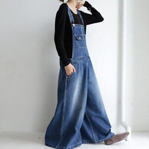 Women‘s Girl‘s Oversize Loose Fashion Denim Overalls Casual Wide Legs Trousers