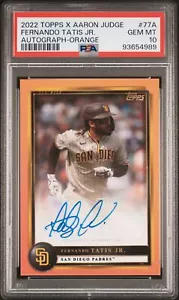 2022 Topps X Aaron Judge #77A Fernando Tatis Jr. Auto Orange SSP #/5 PSA 10 - Picture 1 of 2