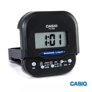 Casio PQ-30B-1DF Pocket Travel Alarm Beep Black Clock Snooze PQ-30 - Picture 1 of 7