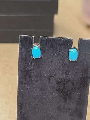 Серьги из чистого серебра с бирюзой родием Blue Sleeping Beauty комплект 2 пары - Изображение 1 из 4