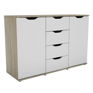 Aparador, Buffet Moderno, Armario Auxiliar 2 Puertas, 4 Cajones Salón Parc Roble - Imagen 1 de 6