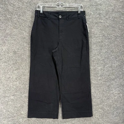 New Old Navy Cropped Pants Women 6P Petite Black High Rise Wide Leg Cotton - Image 1 of 4