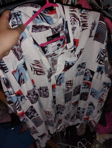 Uso Original XL Rayón Deadstock Blanco Tropical Hawaiano Top Hombres Tropical Vela - Imagen 1 de 2