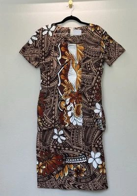 Puletasi Brown & Orange 2pc Set - Image 1 of 3