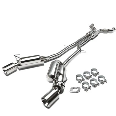 Fits 09-20 370Z Z34 Dual Muffler 4.5" Rolled Tip Catback Exhaust System Slip Fit - Image 1 of 4