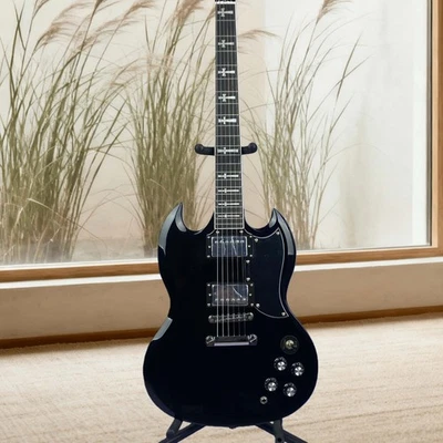 SG Electric Guitar Cross Inlay Fretboard Black 6String Chrome Hardware USA Stock - Image 1 of 4