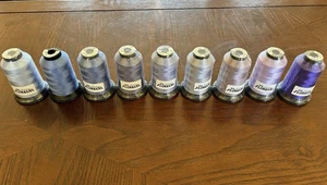 Floriani Embroidery Machine Thread lot Shades of Purple-Blue 9 spools New - Picture 1 of 10