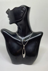 Brighton Long Oval Open Cut Crystal Accent Pendant Silver Tone Necklace 9.5g - Picture 1 of 4