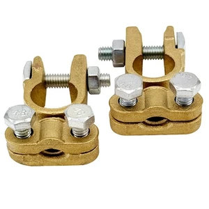 Brass Battery Terminals Connectors Clamps, Top Post Battery Terminal Protecto... - Picture 1 of 9