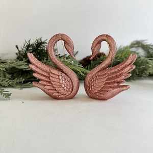 Glittering Pink Swan Christmas Ornament - Sparkle and Elegance One Swan - Picture 1 of 3