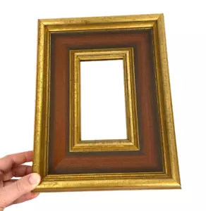 VTG Custom Framed Accent Mirror Rust & Gold Crackle Finish Solid Wood - Picture 1 of 11