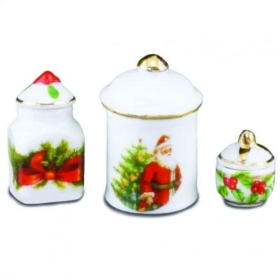 Bambole Casa Set Di 3 Natale Barattoli Ornamenti Miniatura Reutter Accessorio - Immagine 1 di 4