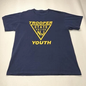 NJ State Trooper Tee Shirt Mens Large Blue Police Youth New Jersey Navy Y2K - Picture 1 of 14