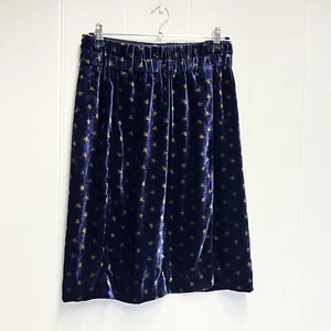 J Crew Velvet Skirt Size Medium Blue Star Pattern Pockets New Event Festive - Picture 1 of 8