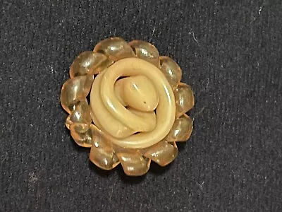 Vintage Amber Color Lucite BUTTON • Shank Hole • EUC - Image 1 of 4