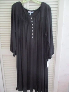 EILEEN WEST NIGHTGOWN 3/4SLVES BLACK MODDAL KNITS SOFT STRETCH SMALL NEW $70.00 - Picture 1 of 12
