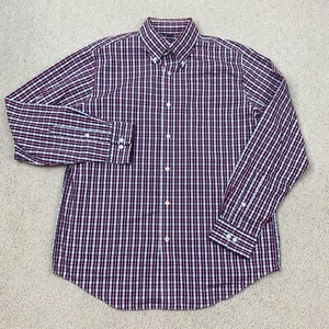 Croft & Barrow Easy Care Classic Fit Dress Shirt Men's 16 Red Blue Plaid - Picture 1 of 8