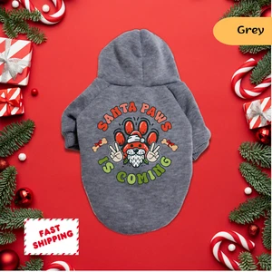 Christmas Hoodie for Dog, Small Pets, Dogs Luxury Clothes, Santa Paw, Gift - Picture 1 of 6