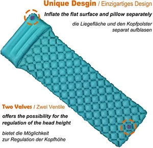 Ultralight Sleeping Mat with Pillow-Compact Inflatable Camping Air Mattress Pad - Picture 1 of 7