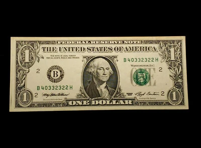 1993 $1 Web Note FRN - Run 7 - BH Block 1/8 - UNC - Ink Smear Error - SKU-CA755 - Image 1 of 4