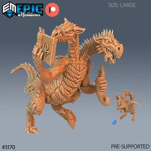 6K Resin 32mm Epic Miniatures Two Headed Dragon Adventurer Reading  (Large) - Picture 1 of 1