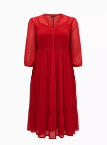 Torrid Red Sheer Polka Dot Maxi Dress Womens Size 1 NWT Slip Lined Long Flowy - Picture 1 of 3