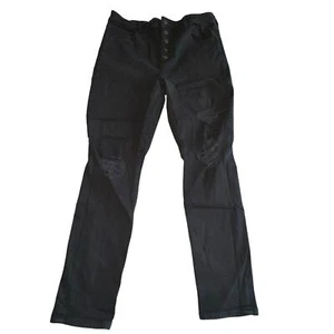 American Eagle size 16 Black Jeans Super Hi-Rise Jeggings Button Fly Distressed - Picture 1 of 7