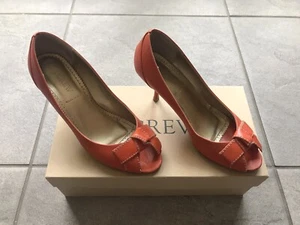 J.Crew Phoebe Leather Peep-Toe Heels in Fresh Tangerine - Size 7.5 - Picture 1 of 7