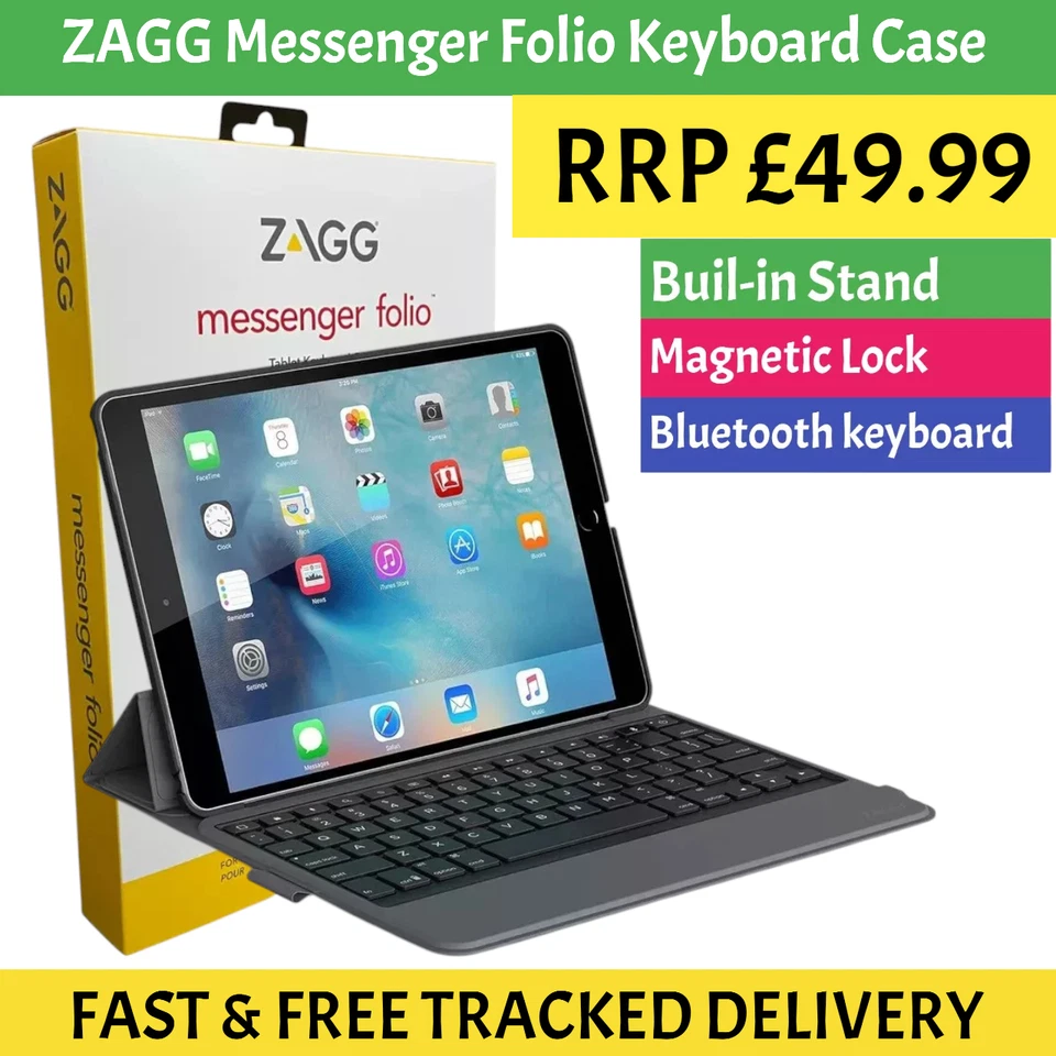 ZAGG (iPad PRO 9.7-inch, 2016) Smart Folio Case Bluetooth Keyboard Stand Cover - Image 1 of 4