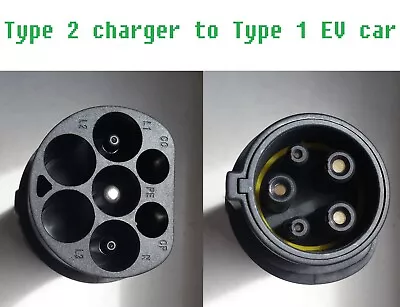 Type 2 To Type 1 J1772 EV Cable Adapter PHEV Hybrid Plug Nissan Mitsubishi Tesla • 36.36€